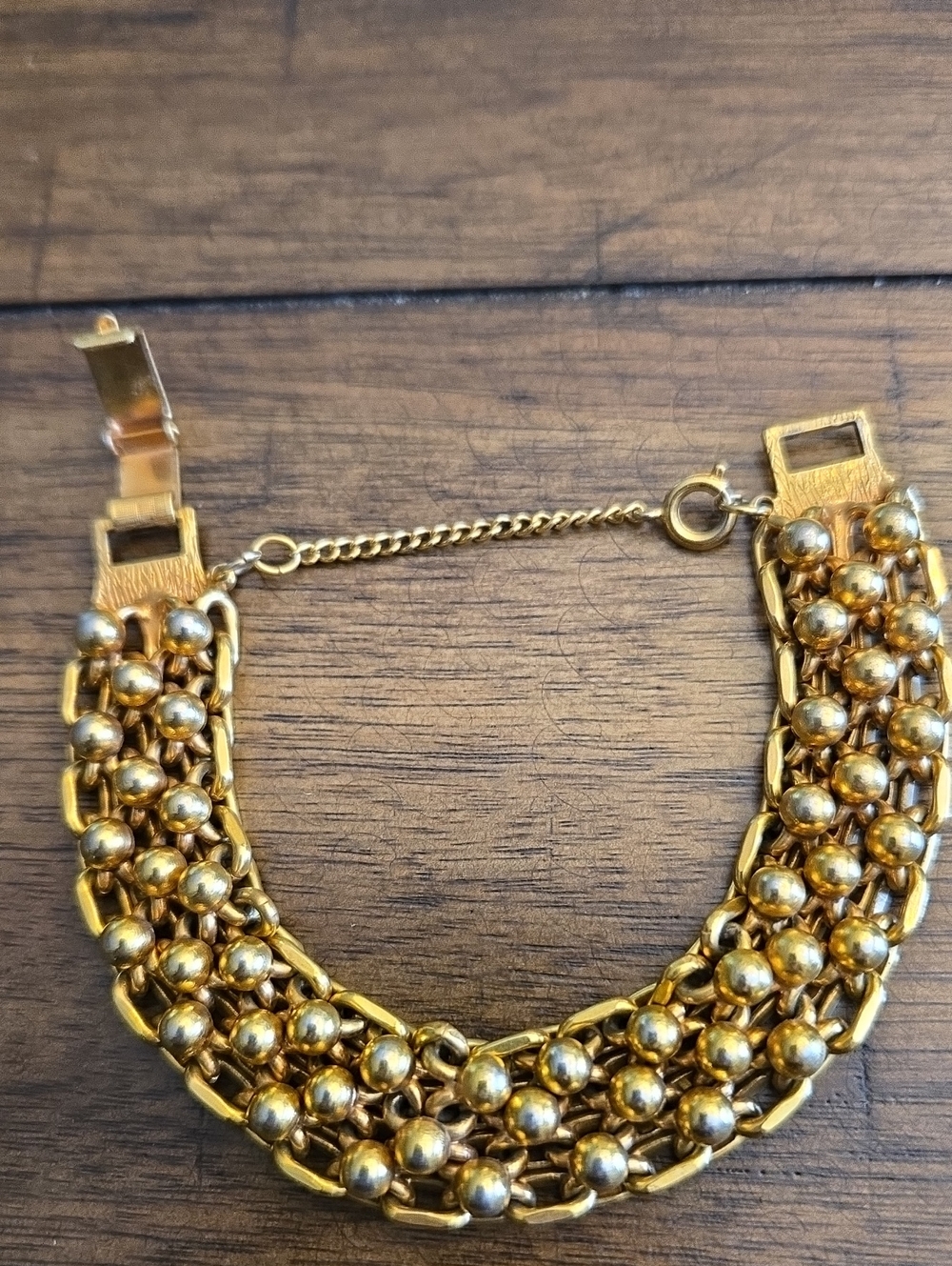 Gold Multi-Row Beaded Chain Bracelet 7"- Women Jewelry